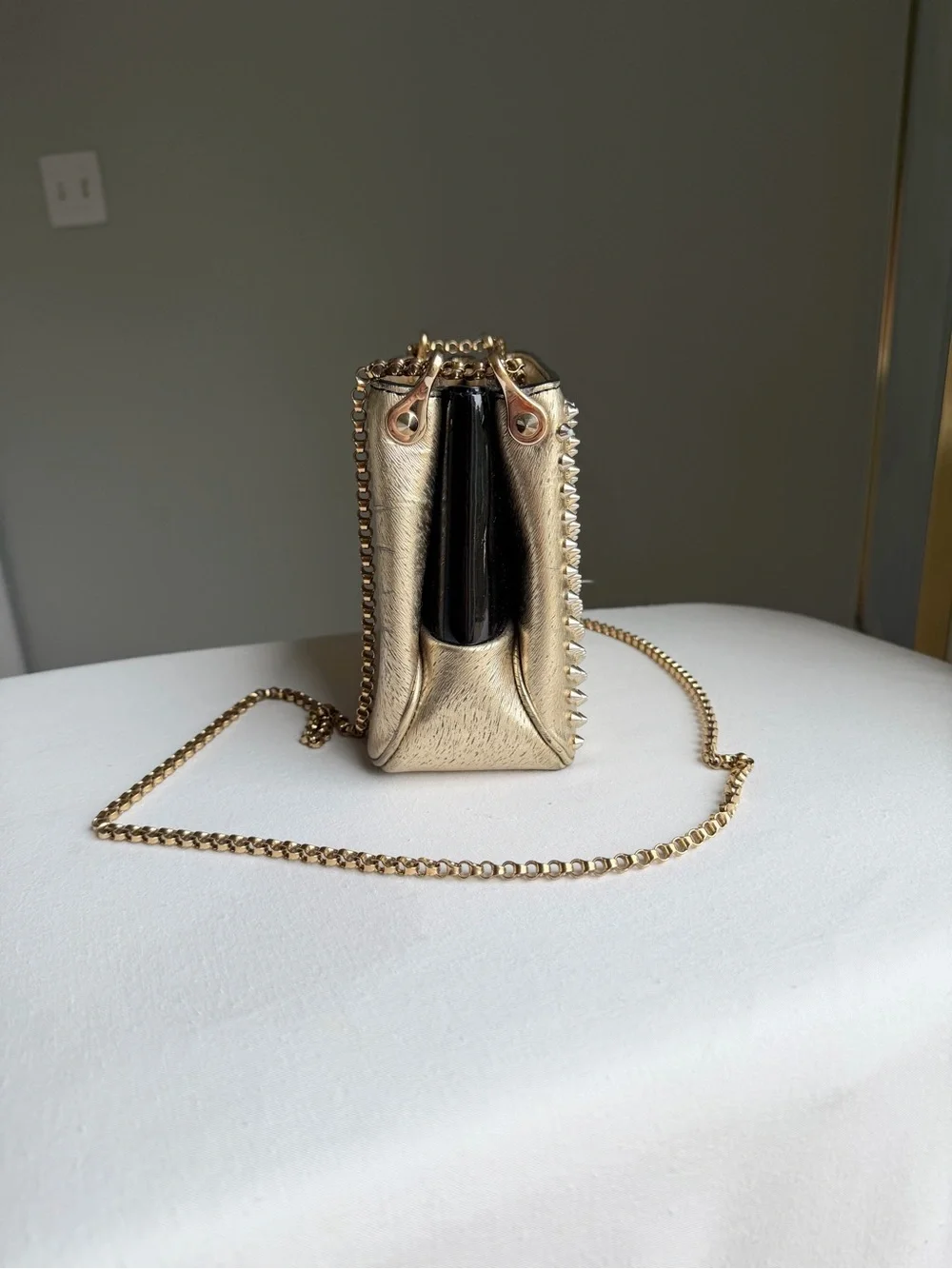 Christian Louboutin Metallic Gold Studded Crossbody